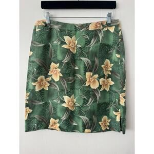 Bermuda Bay NWT Green Yellow Tropical Orchid Floral Mini Skirt Medium Vacation